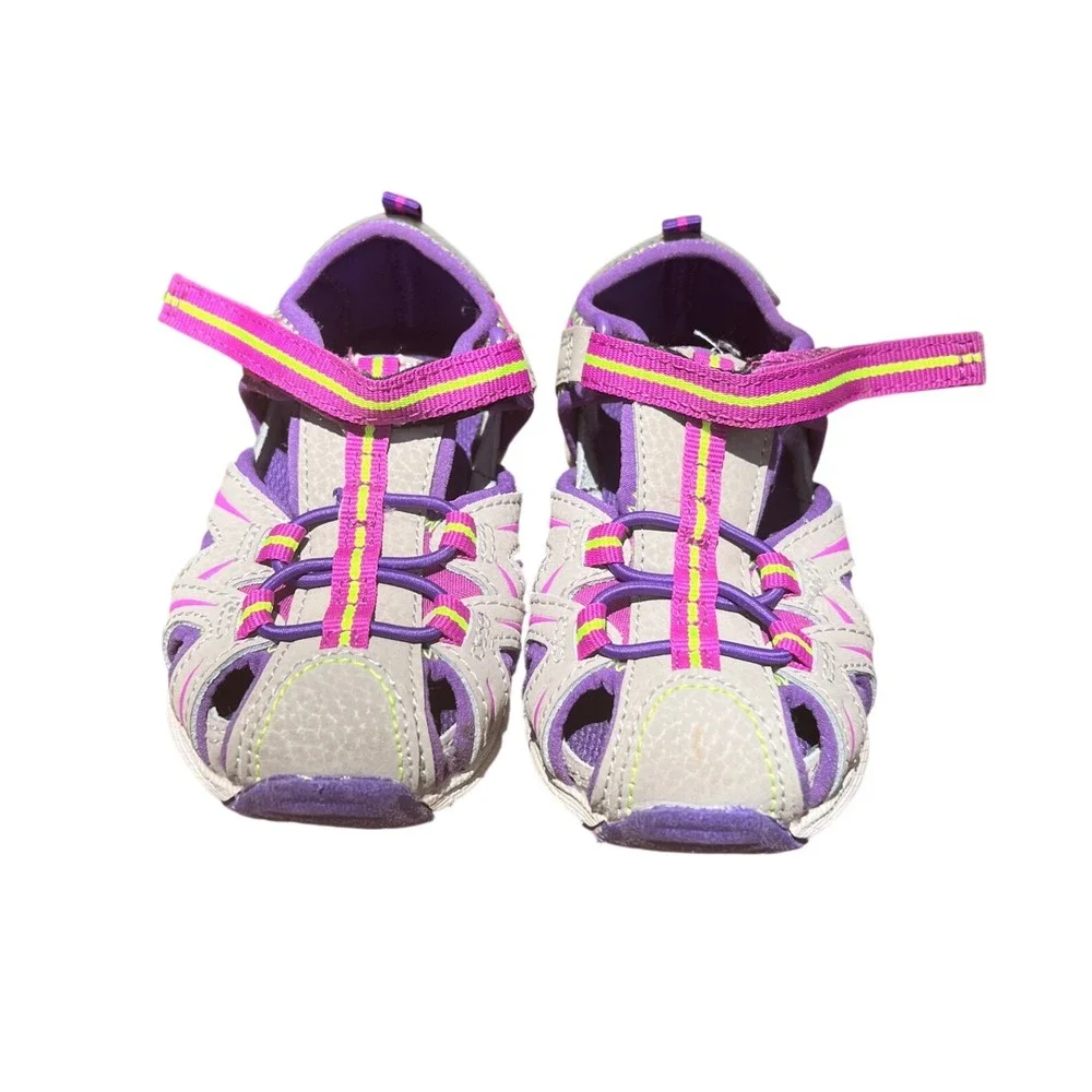 Merrell Hydro Kids Sport Sandals Grey Purple Neon Lime Green ML164504 Size 7W